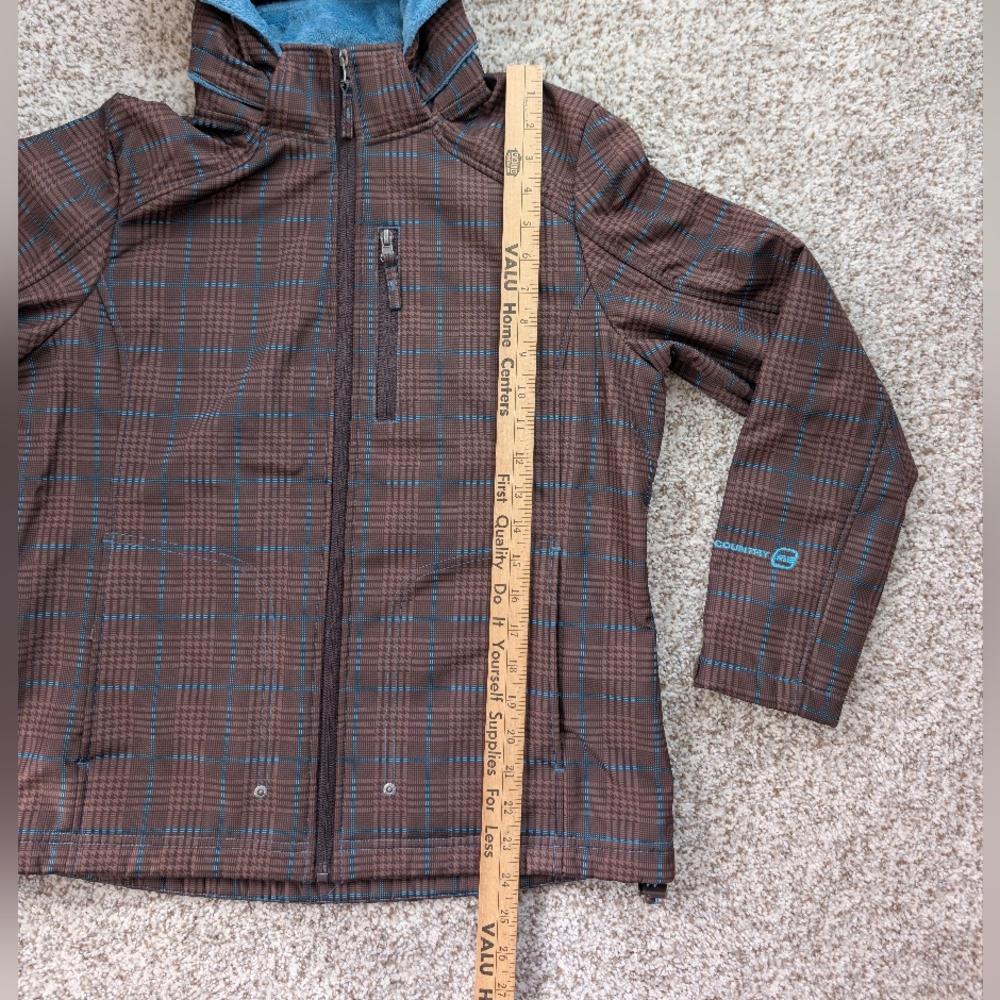 Free Country Brown Plaid Jacket with Aqua Fleece Lining Medium - Picture 14 of 14